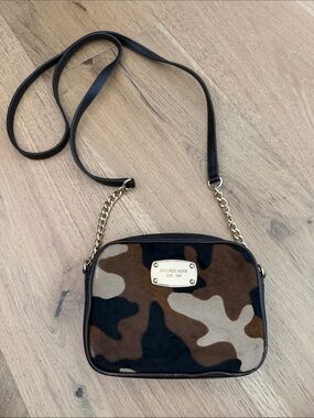 Michael Kors Camouflage Print Crossbody Bag in Brown and Black